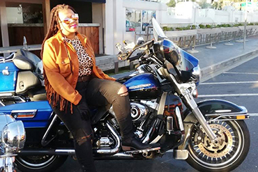 chuma on a harley